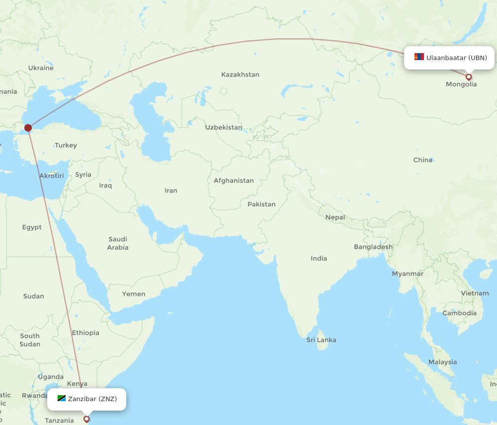 UBN-ZNZ flight routes