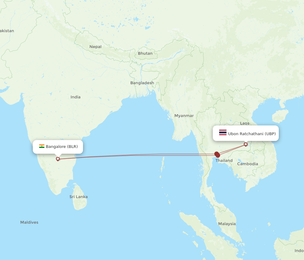 UBP-BLR flight routes