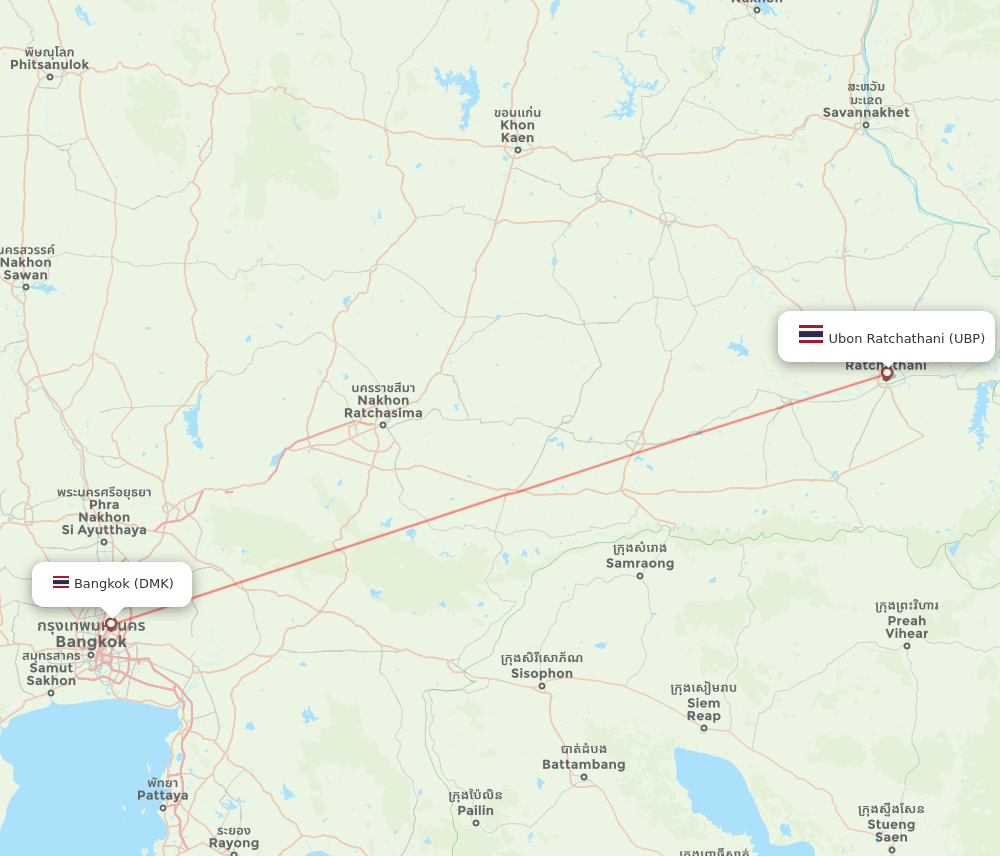 UBP to DMK flights and routes map