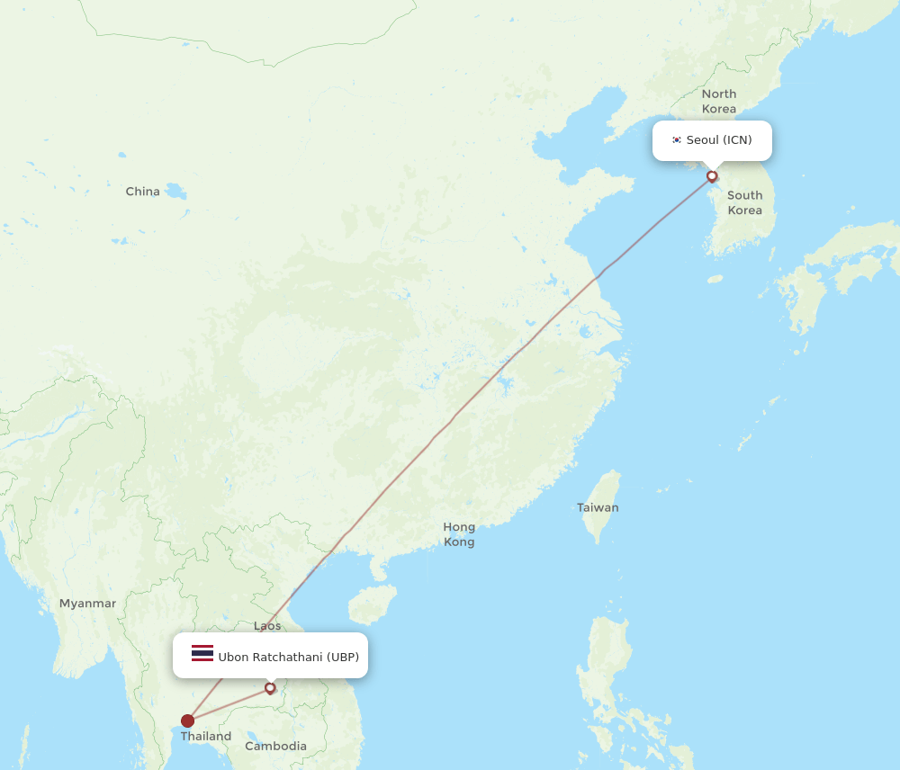 UBP-ICN flight routes