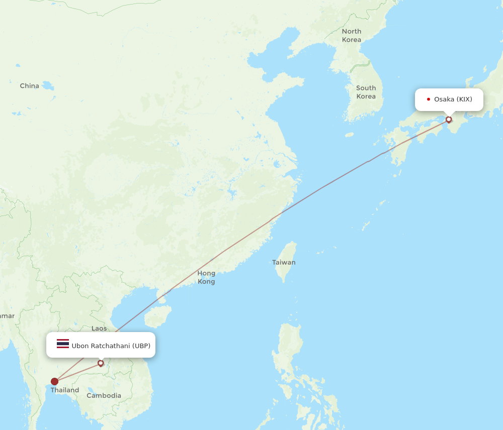 KIX to UBP flights and routes map