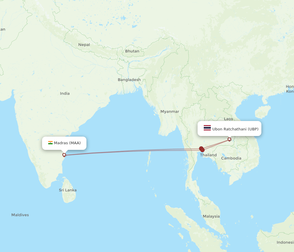 UBP-MAA flight routes