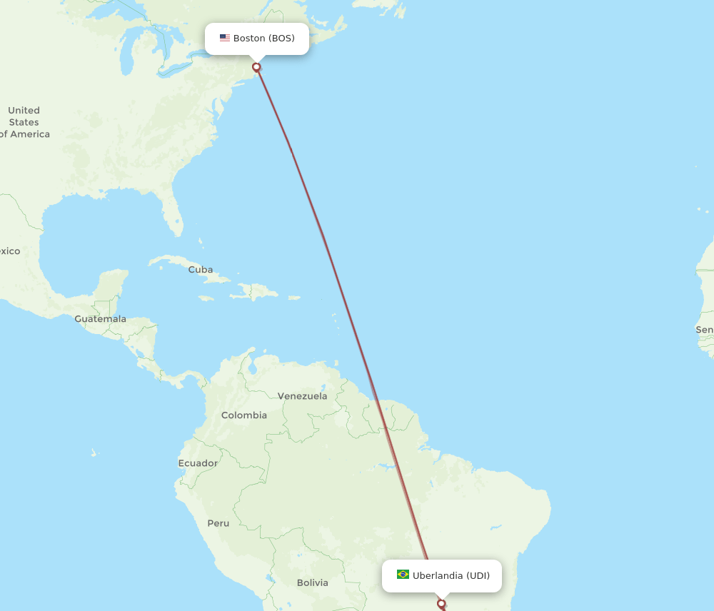 UDI-BOS flight routes