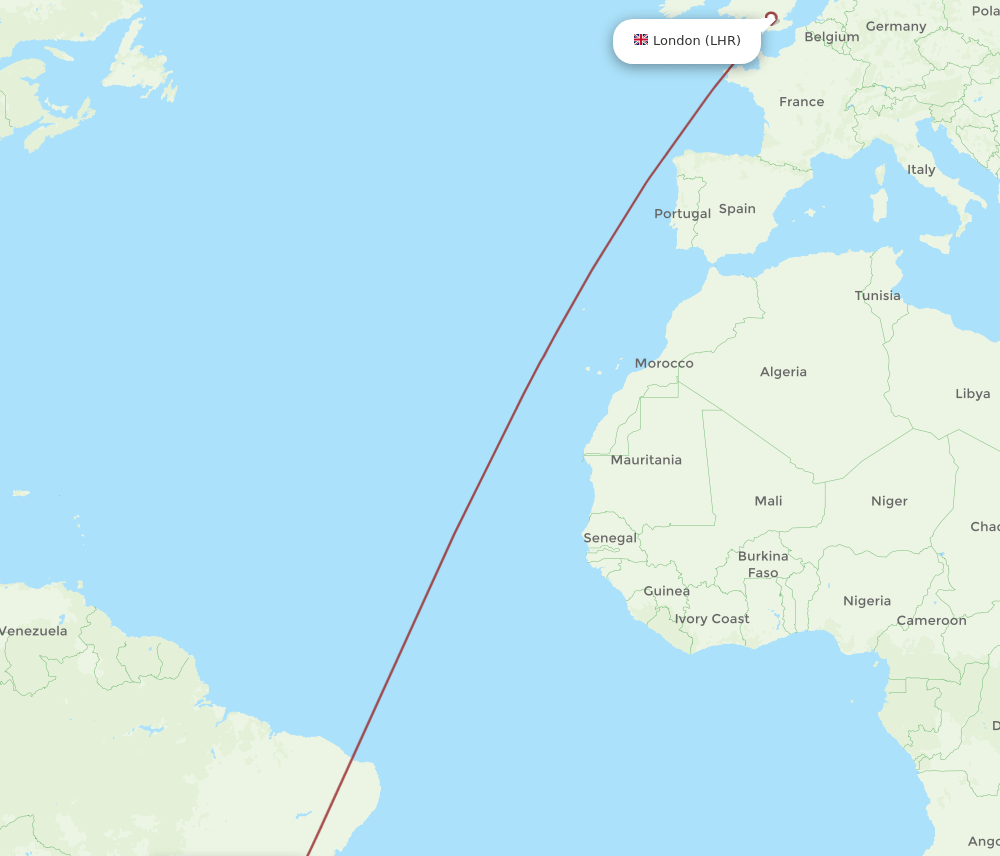 UDI-LHR flight routes
