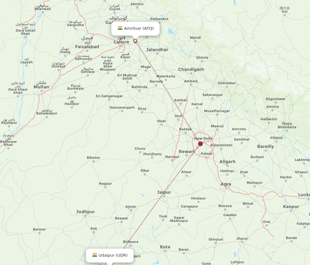 UDR-ATQ flight routes