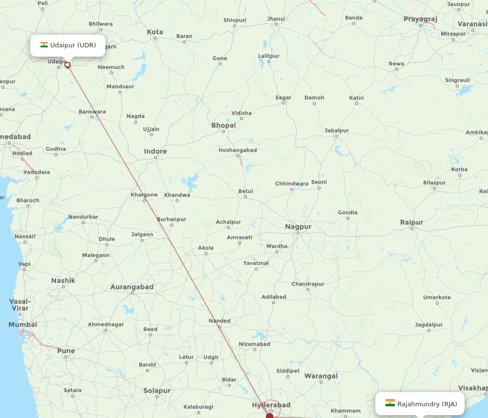 UDR-RJA flight routes