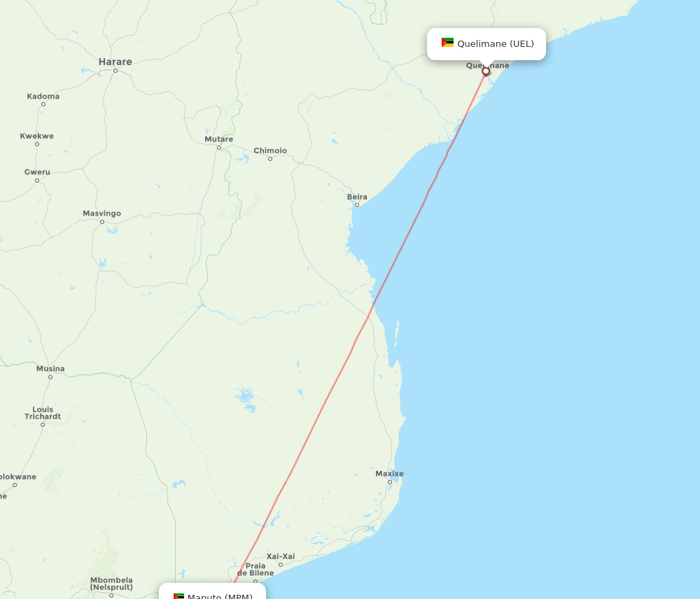 UEL to MPM flights and routes map