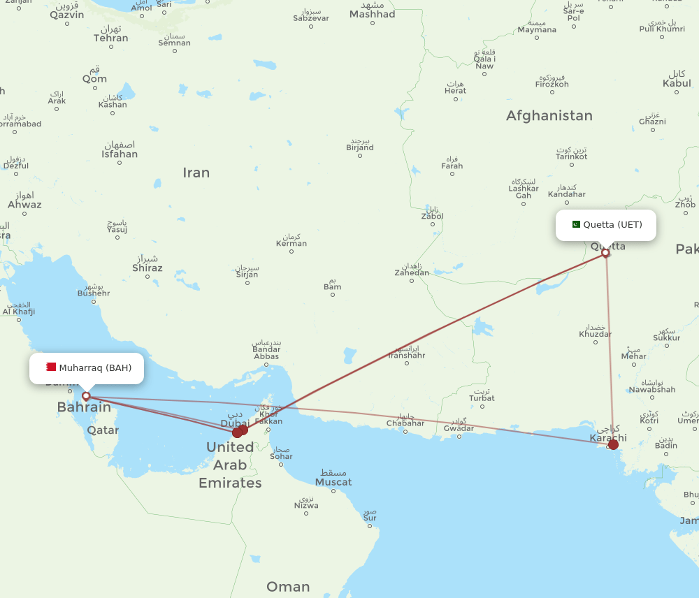 UET-BAH flight routes