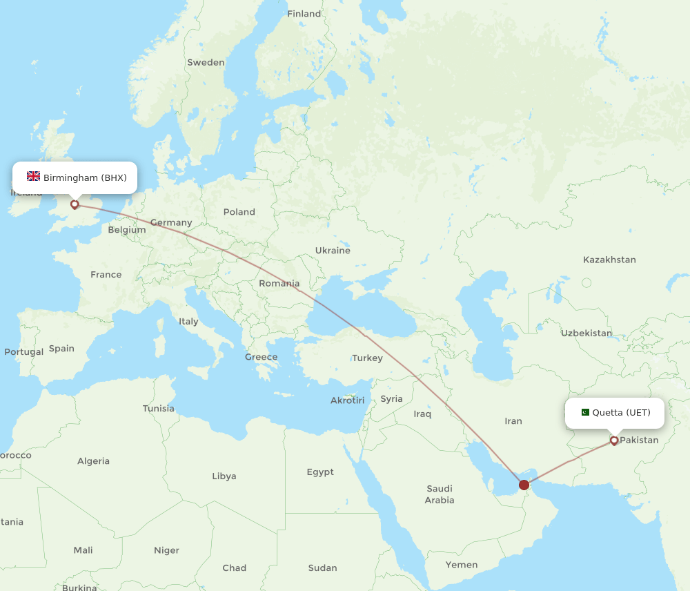 UET-BHX flight routes