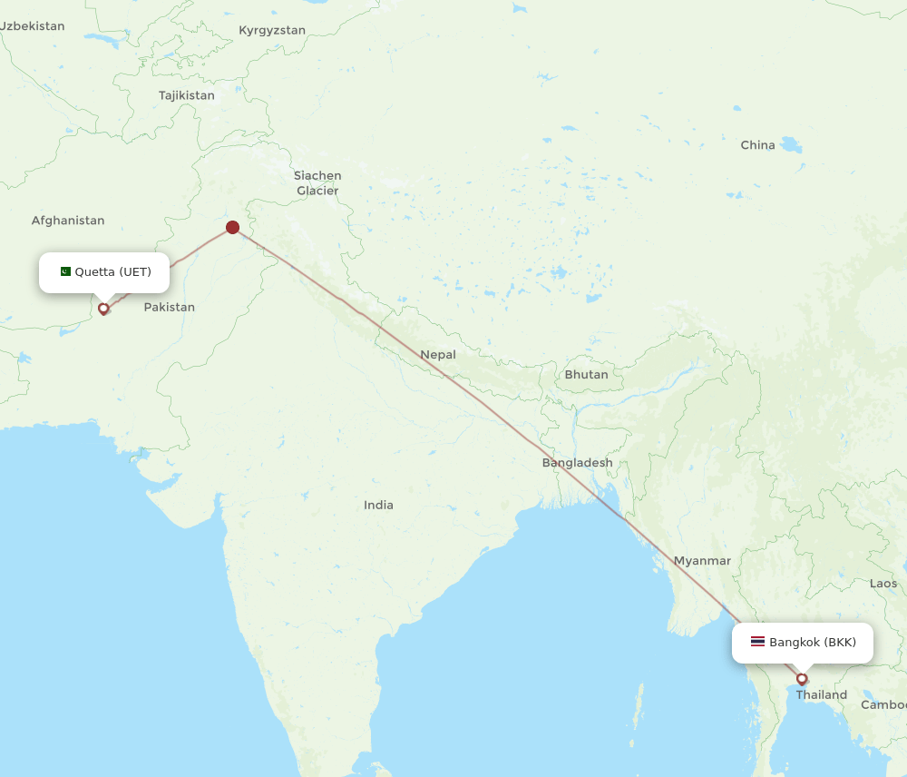 UET to BKK flights and routes map