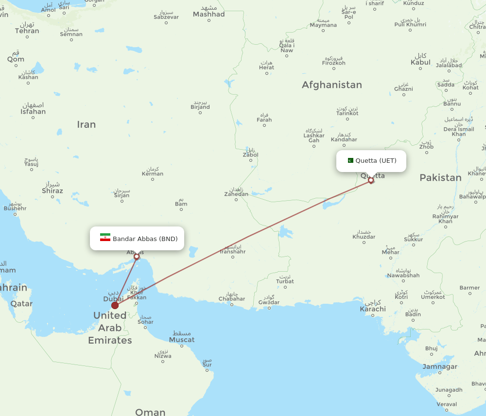 UET-BND flight routes