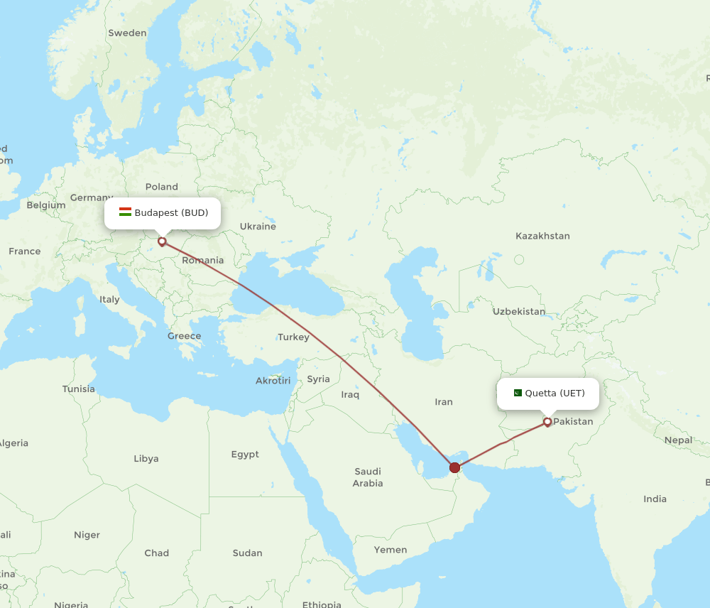 UET-BUD flight routes