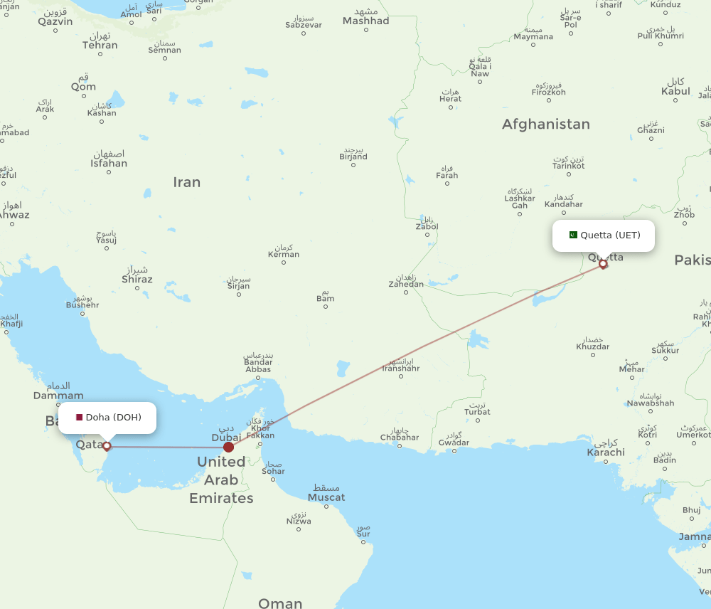 UET-DOH flight routes