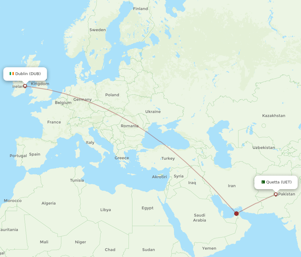 UET-DUB flight routes
