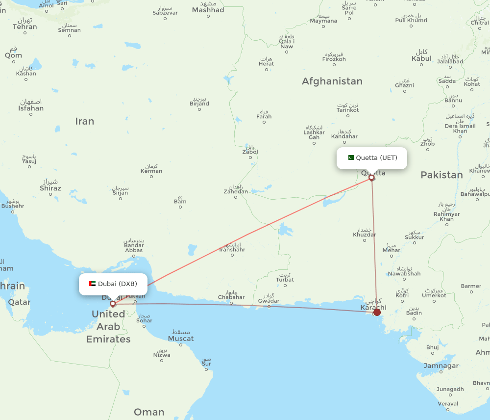 UET-DXB flight routes