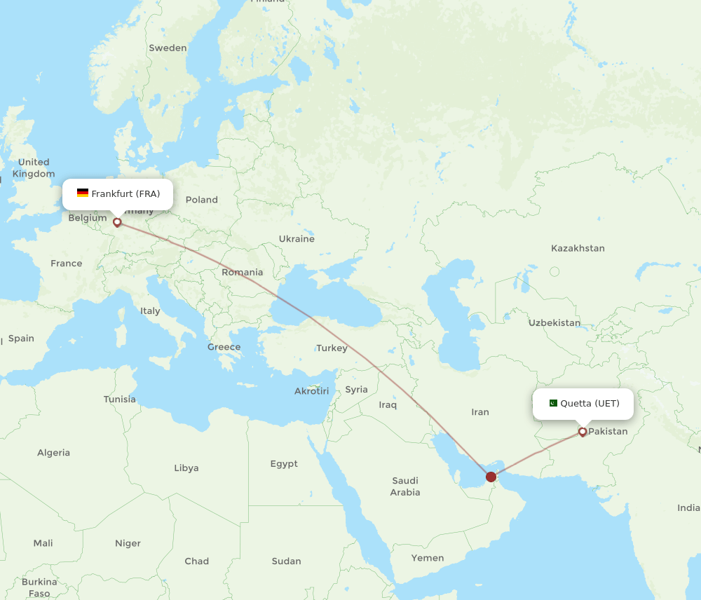 UET-FRA flight routes