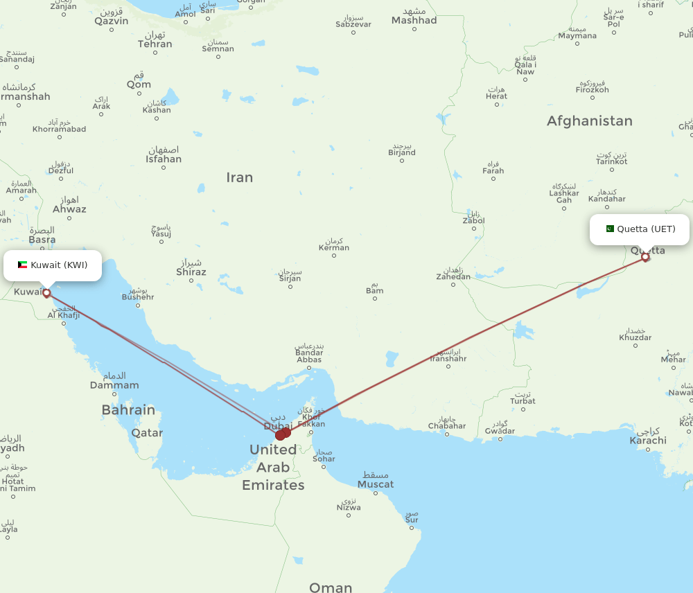 UET-KWI flight routes