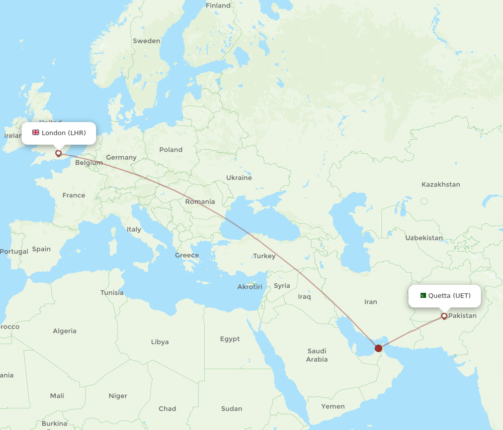 UET-LHR flight routes