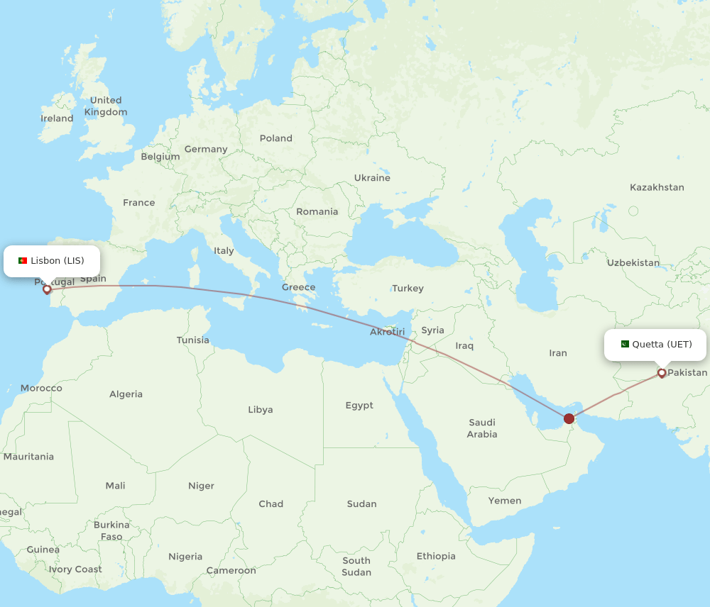 UET-LIS flight routes
