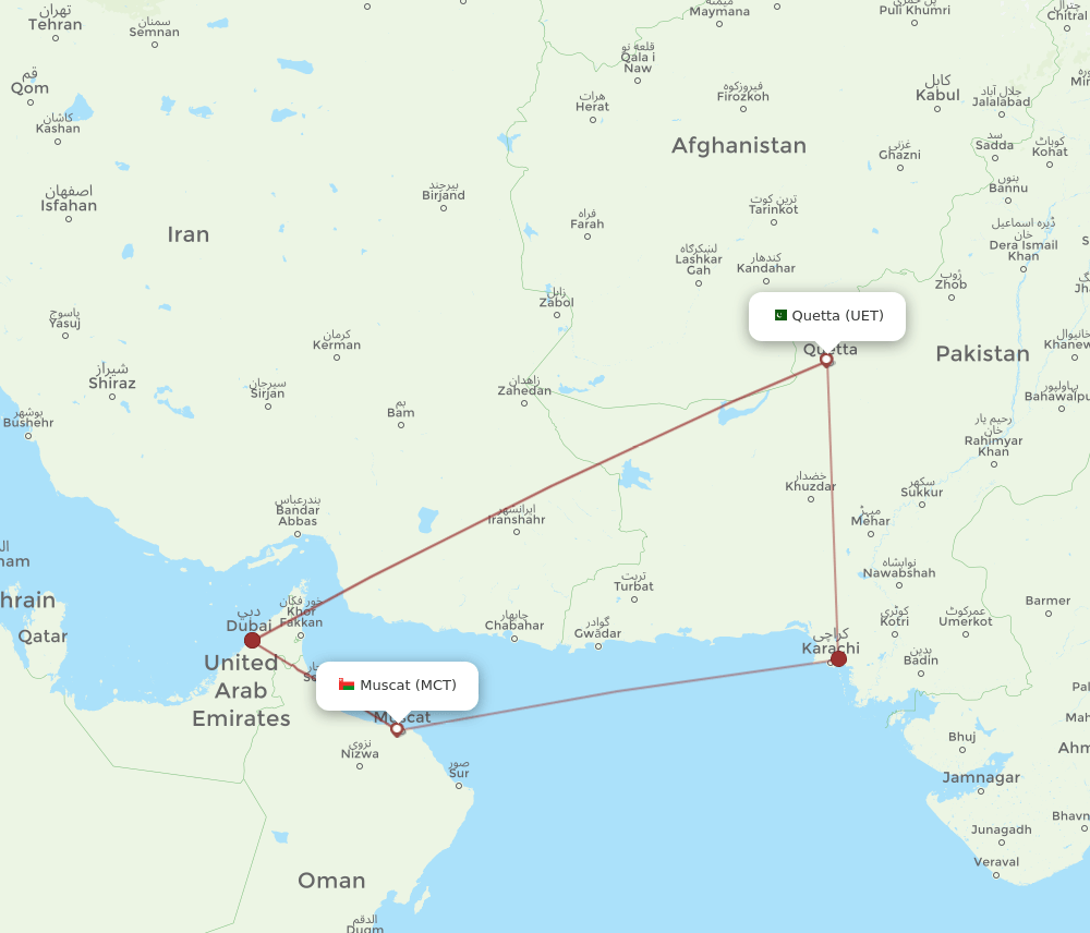 UET-MCT flight routes