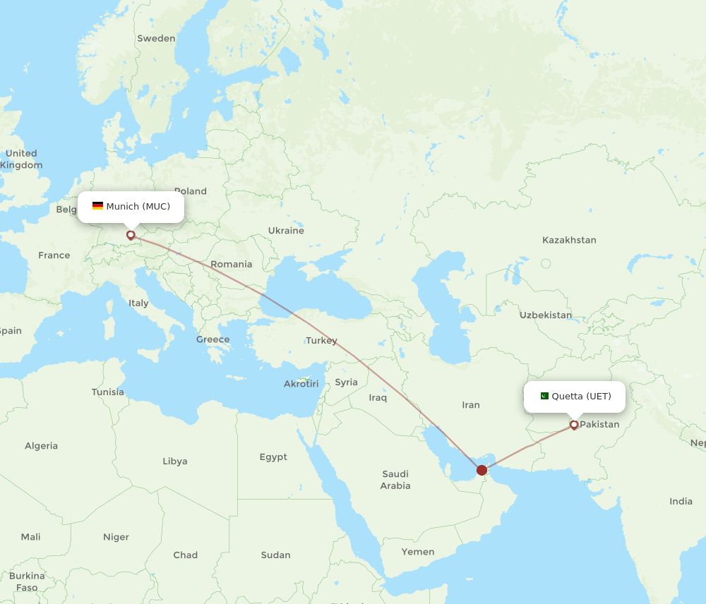 UET-MUC flight routes