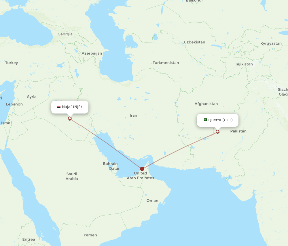 UET-NJF flight routes