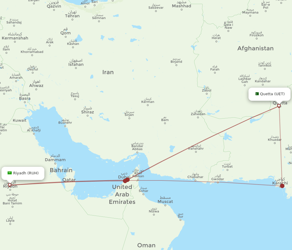 UET-RUH flight routes