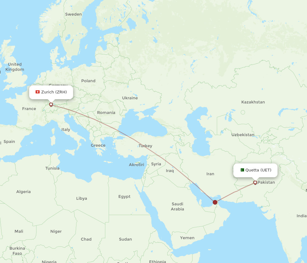 UET-ZRH flight routes
