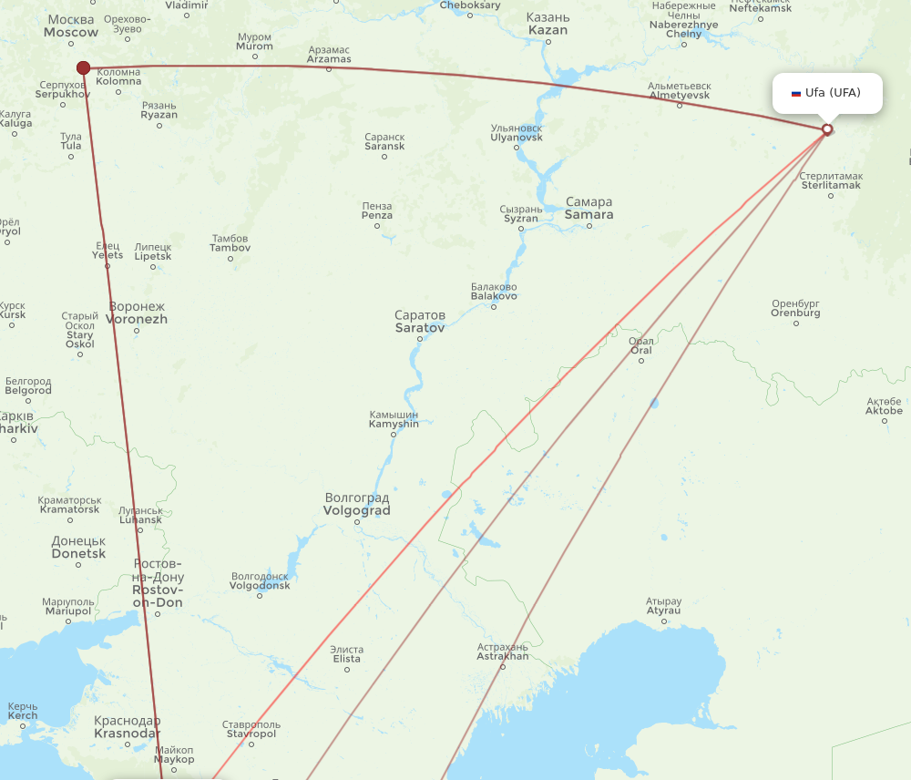 UFA to AER flights and routes map