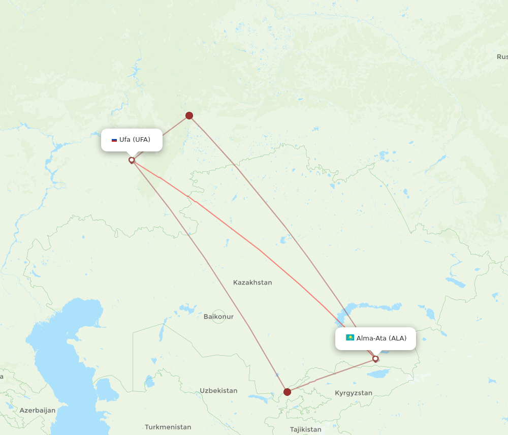 UFA-ALA flight routes
