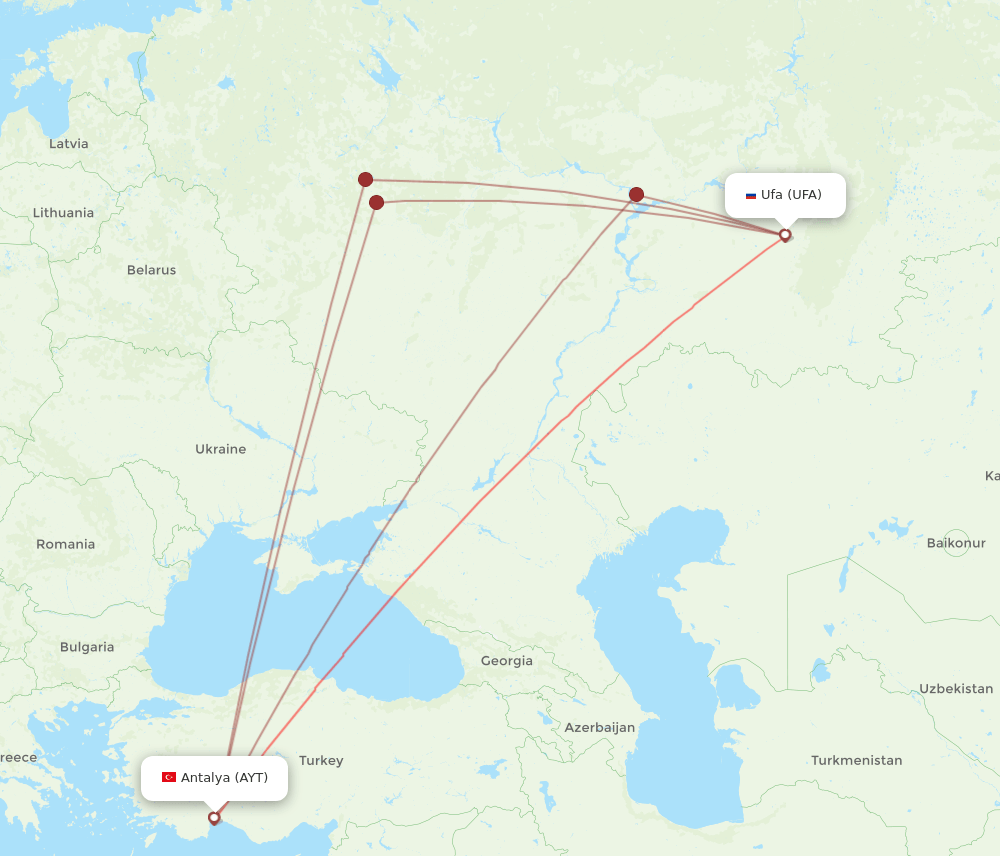 UFA-AYT flight routes