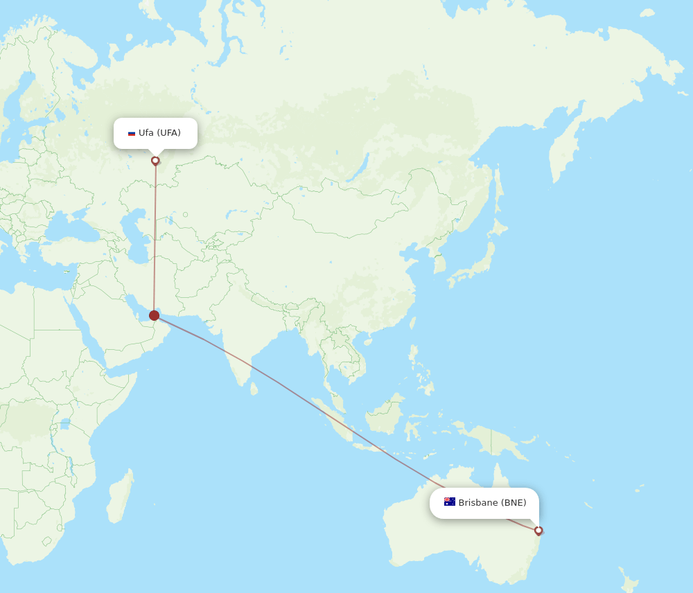 UFA-BNE flight routes