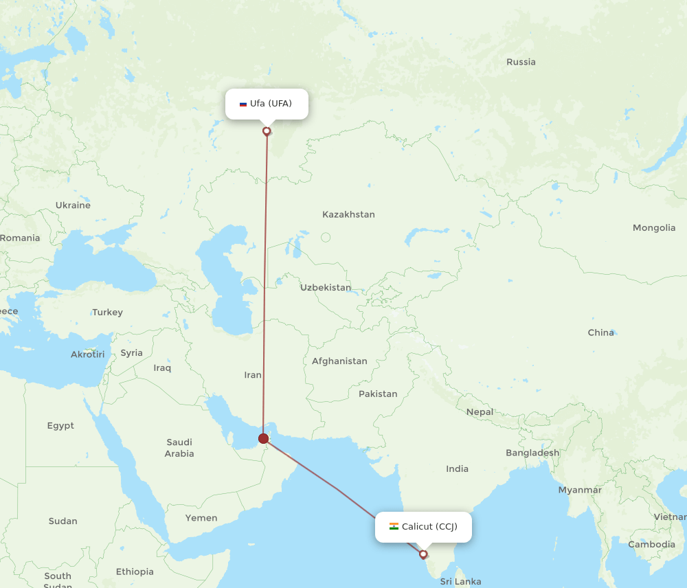 UFA-CCJ flight routes