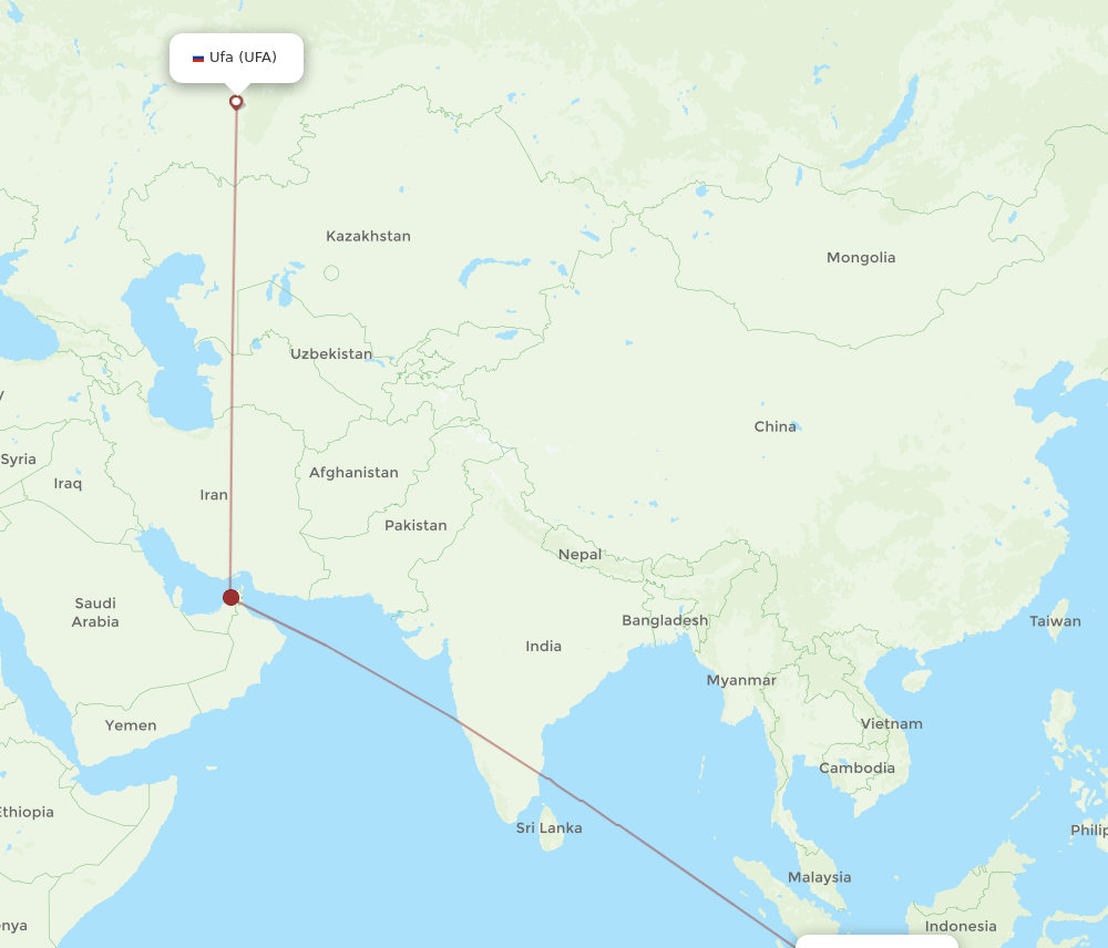 UFA to CGK flights and routes map