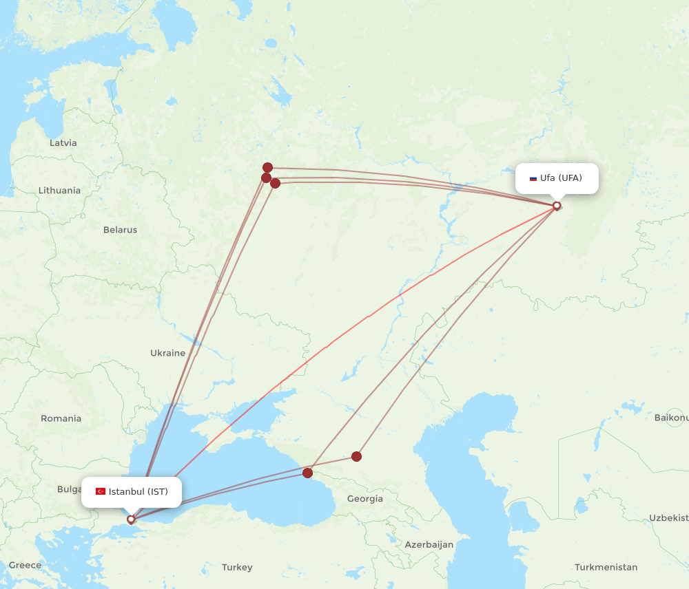 UFA-IST flight routes