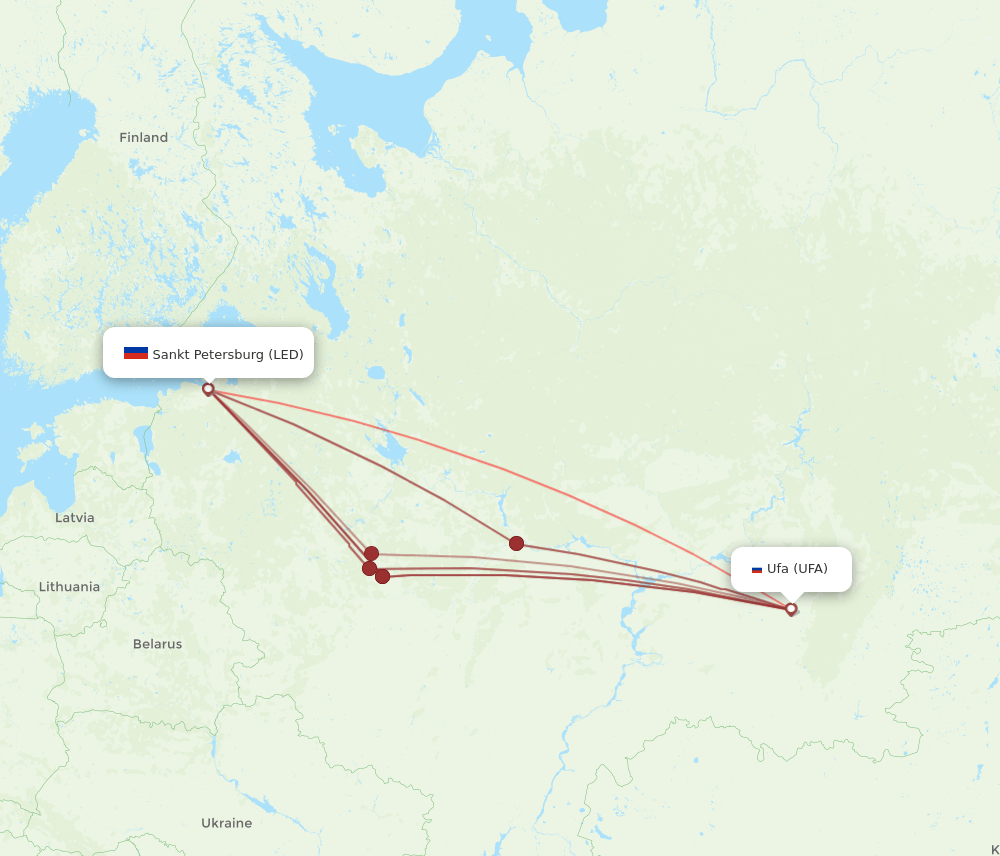 UFA-LED flight routes