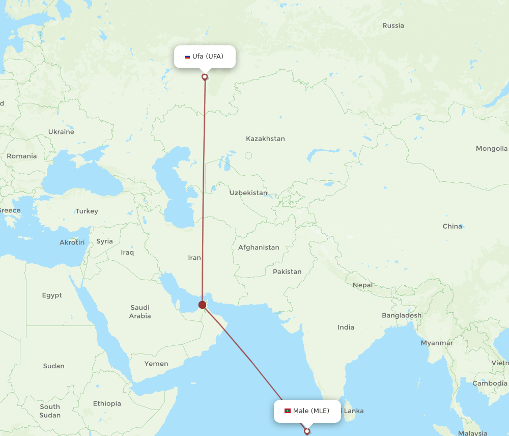UFA to MLE flights and routes map