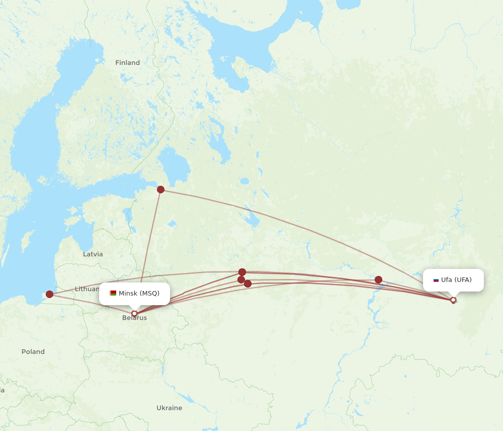 UFA-MSQ flight routes