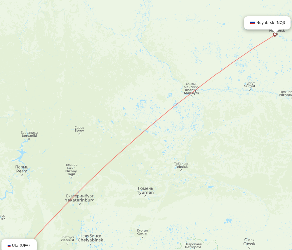 UFA to NOJ flights and routes map