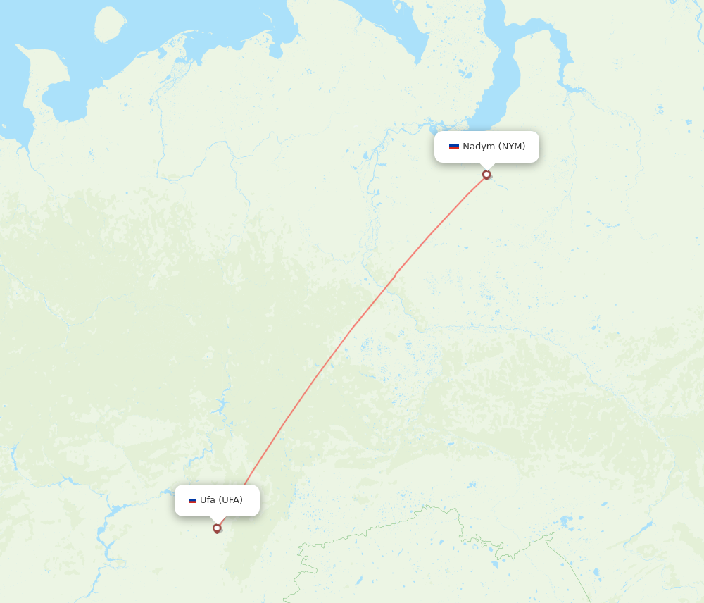 UFA to NYM flights and routes map