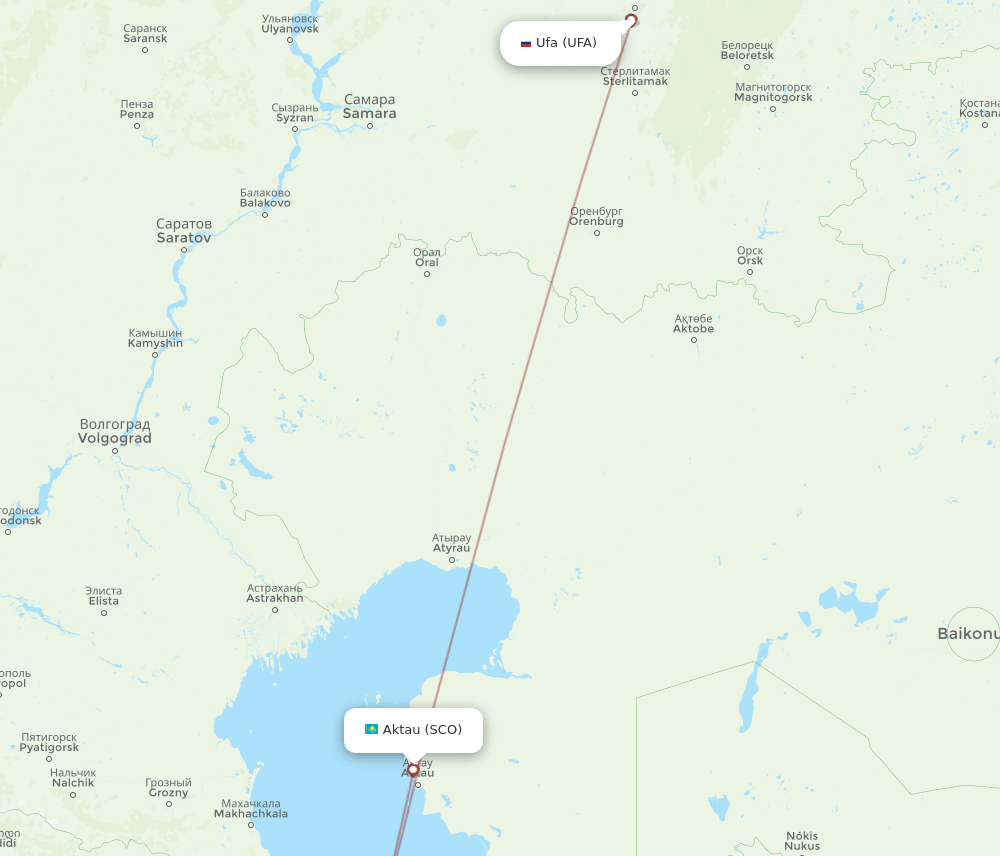 UFA-SCO flight routes