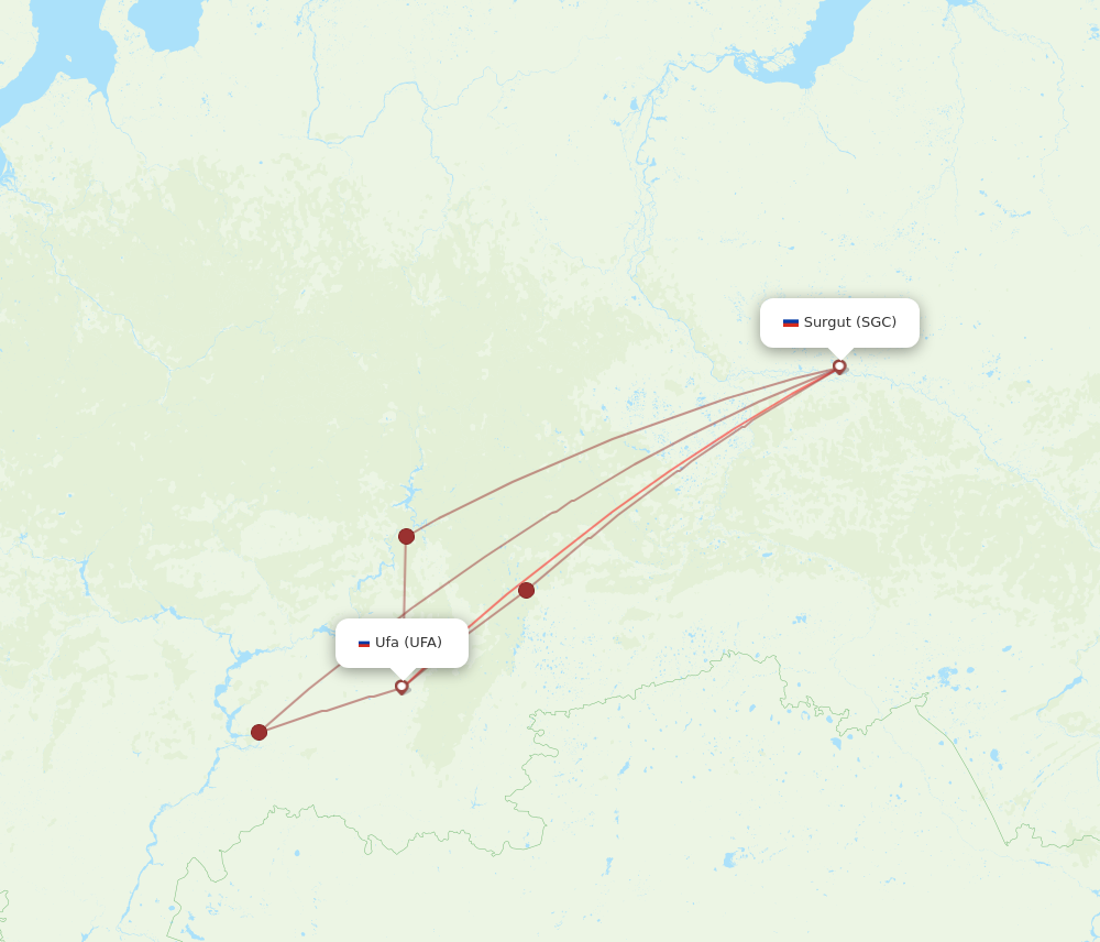 UFA to SGC flights and routes map
