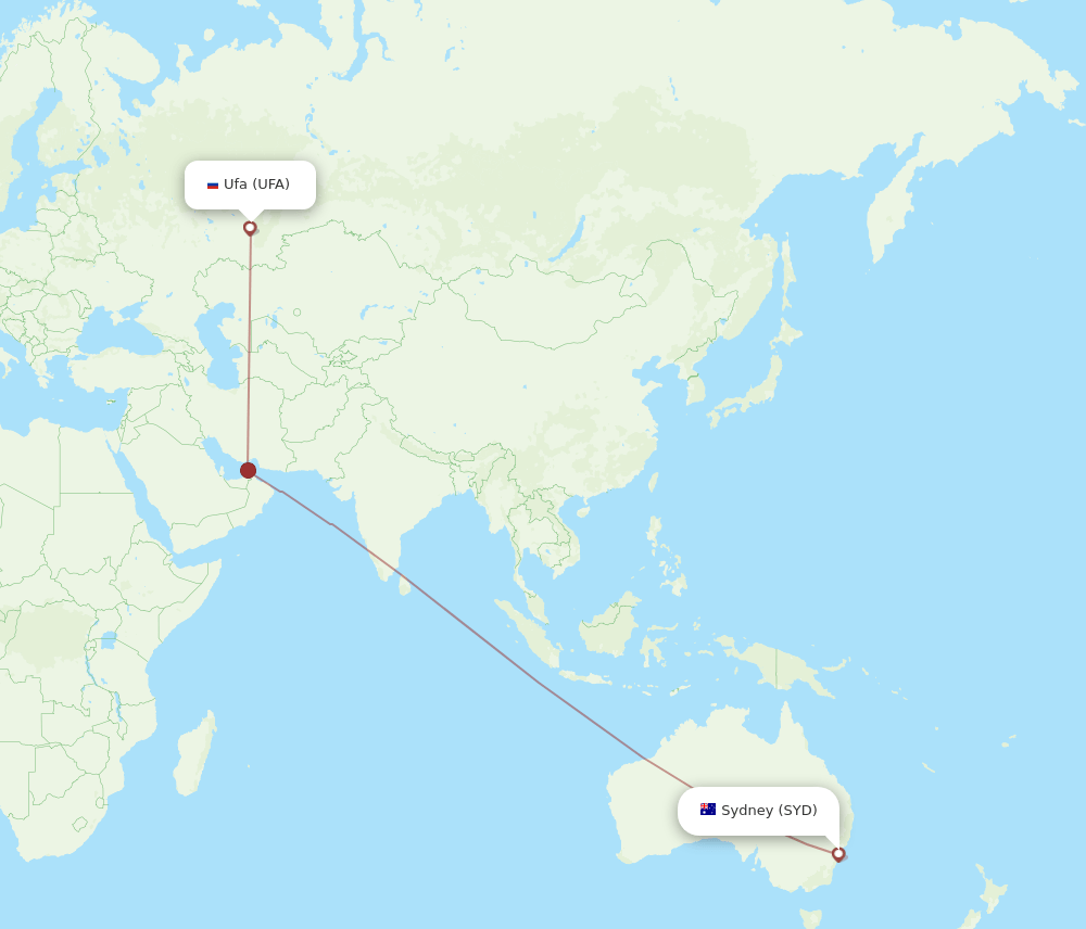 UFA-SYD flight routes