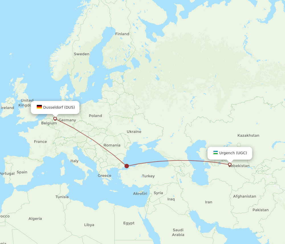 UGC-DUS flight routes