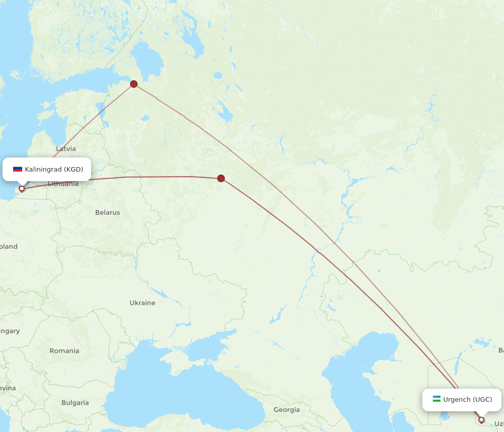 UGC-KGD flight routes