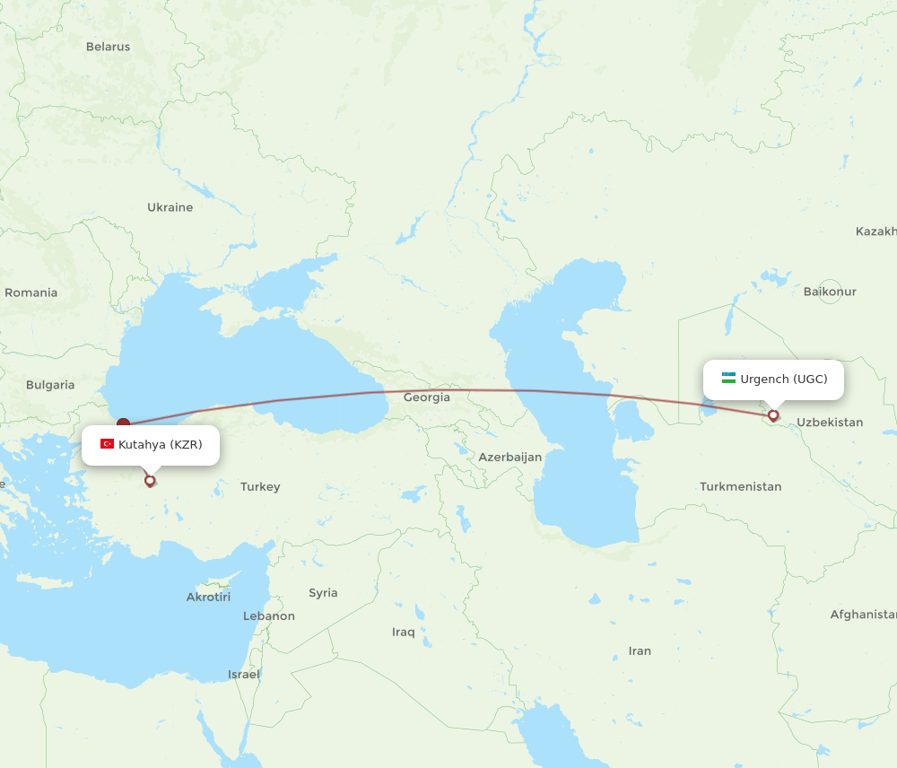 UGC-KZR flight routes