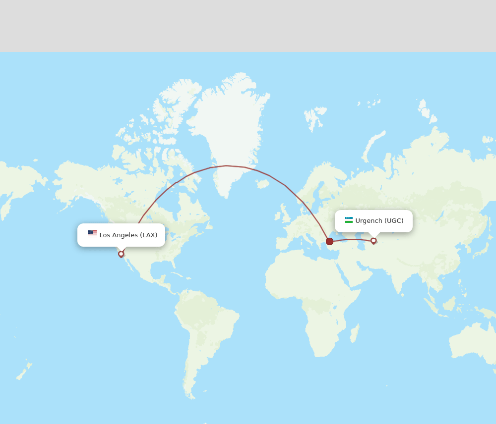 UGC-LAX flight routes