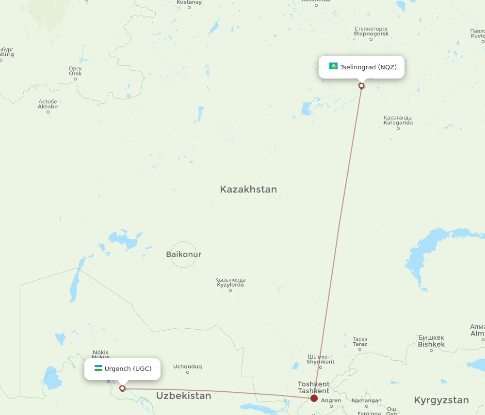 UGC-NQZ flight routes