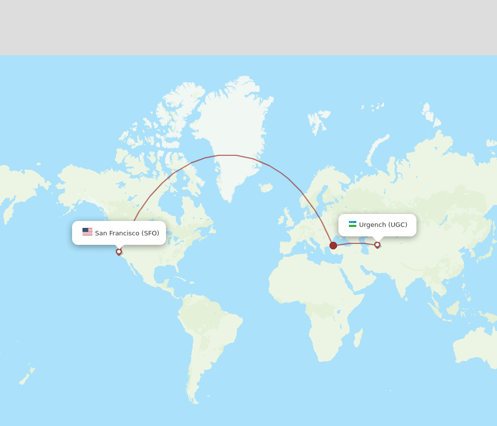 UGC-SFO flight routes