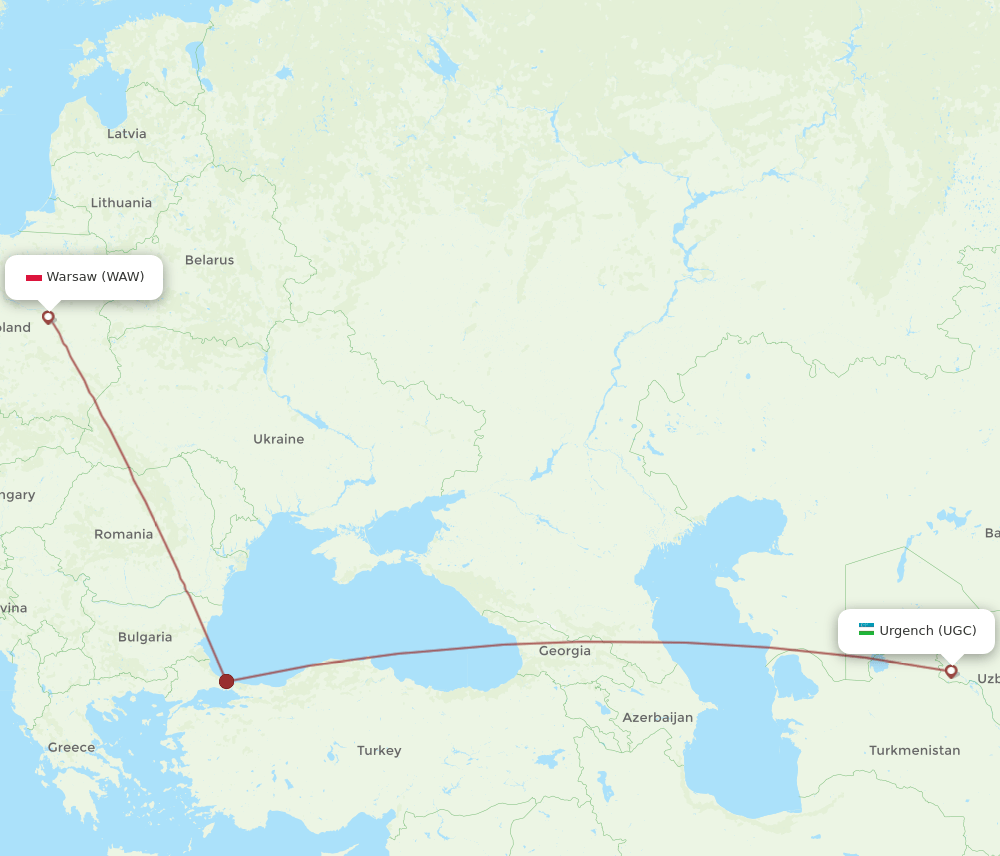 UGC-WAW flight routes